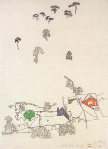 Houses and Pines near Mödling by Egon Schiele